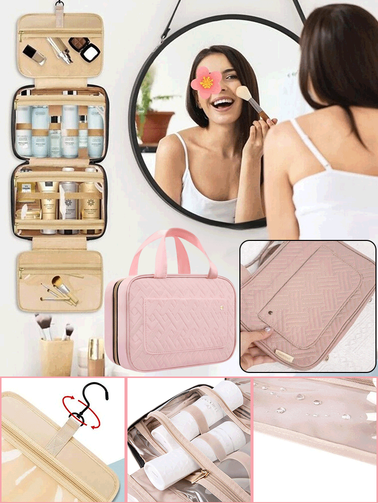 Portable cosmetic bag travel toiletry bag with hook