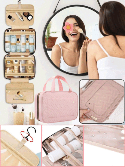 Portable cosmetic bag travel toiletry bag with hook