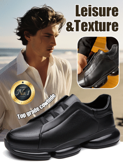 Air-cushioned height-increasing genuine leather casual shoes