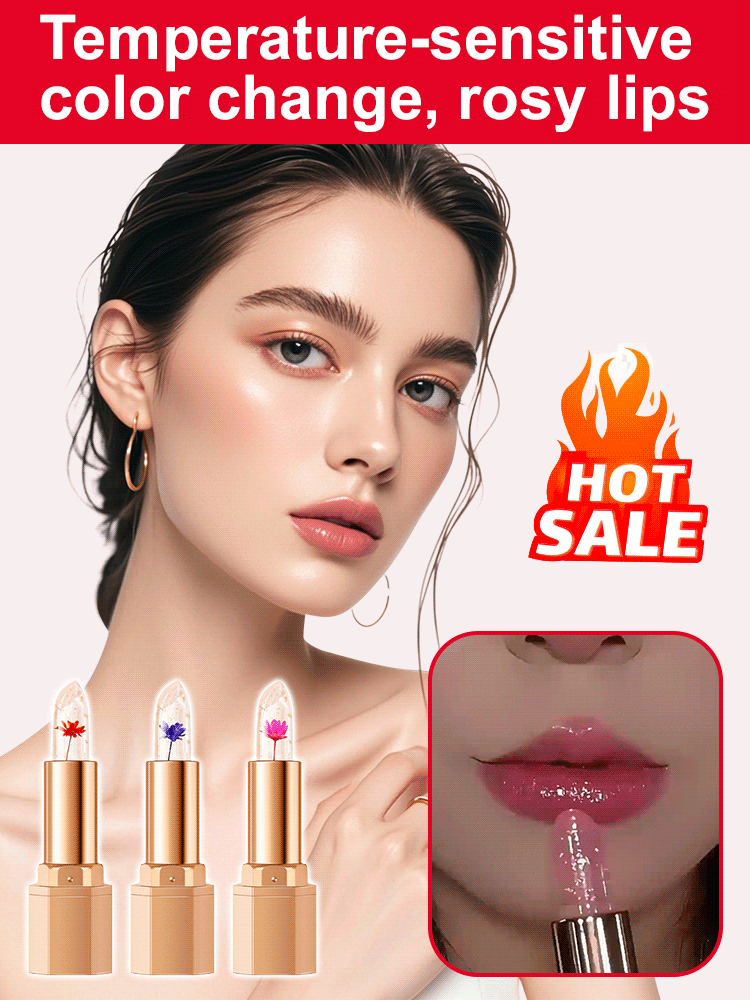 💄Crystal Gold Foil Temperature-Sensitive Color-Changing Lipstick! A unique shade for every person, 98% moisturizing and non-drying, creating a natural lip look.