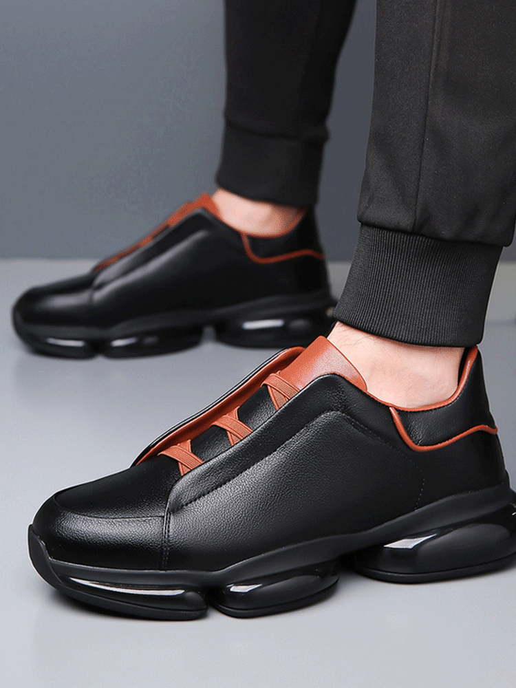 Air-cushioned height-increasing genuine leather casual shoes