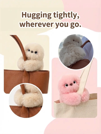 🧸Super Cute Hugging Monster Keychain, 360° Fluffy Touch, a Tight Hug That Won't Let Go! 🌈