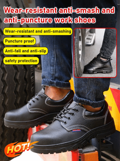 Wear-resistant anti-smash and anti-puncture work shoes