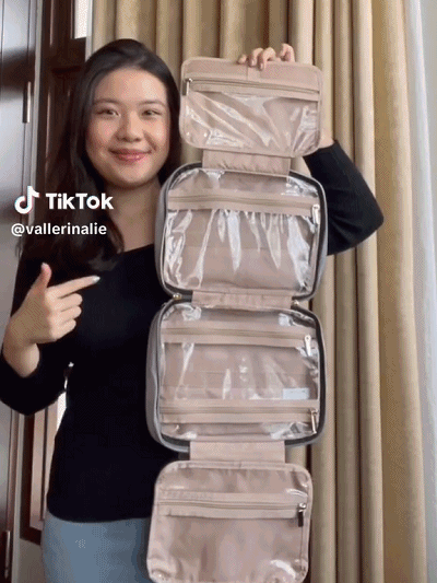 Portable cosmetic bag travel toiletry bag with hook