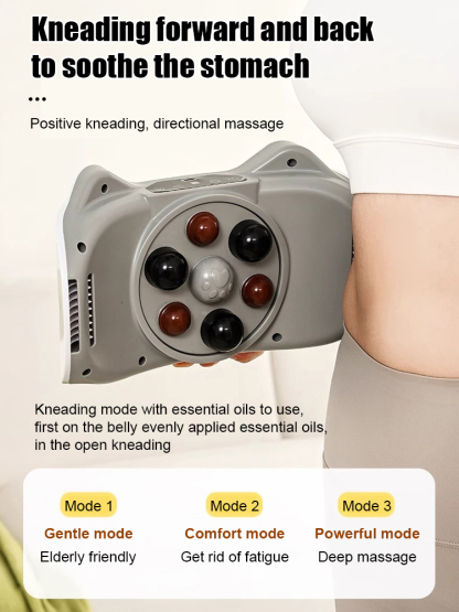💆‍♀️🌀 High-Frequency Vibration Abdominal Massager｜🤲 Two-way kneading + 🌀 High-frequency vibration · 🎚️ 3 intensity levels · 📐 140° fit · ✨ Aids in shaping