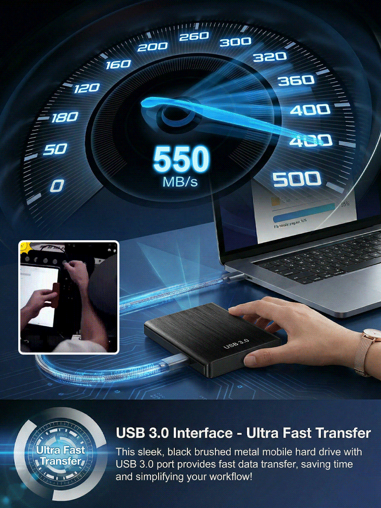 🚀16TB Ultra-Large Capacity Portable Hard Drive, Compatible with Computers, Mobile Phones, and Game Consoles