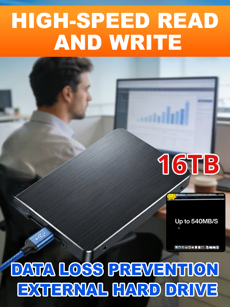 🚀16TB Ultra-Large Capacity Portable Hard Drive, Compatible with Computers, Mobile Phones, and Game Consoles