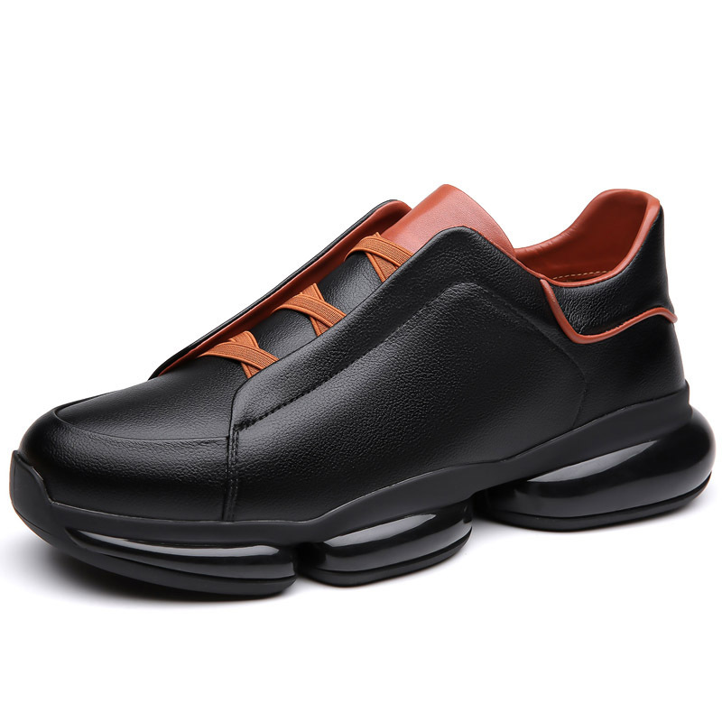 Air-cushioned height-increasing genuine leather casual shoes
