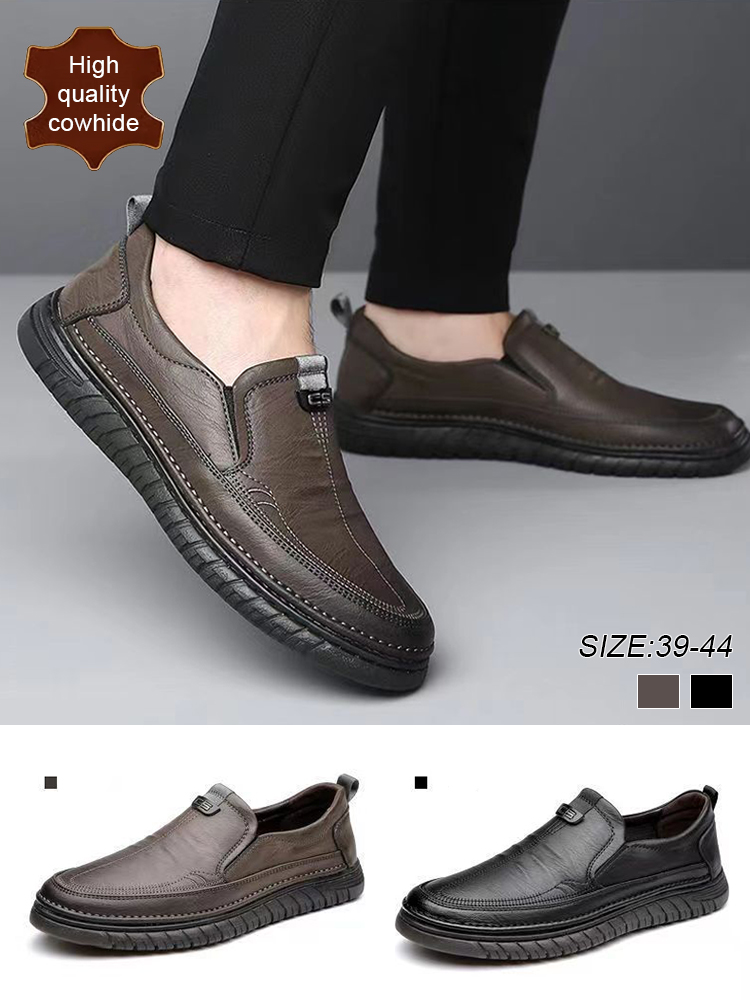 Slip-on casual leather shoes