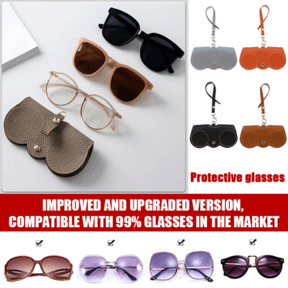 Glasses storage protective leather case