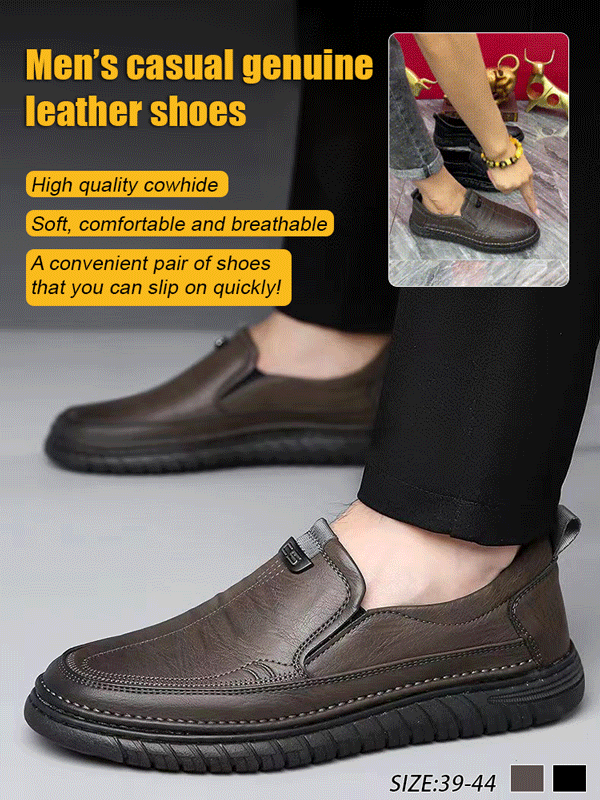 Slip-on casual leather shoes
