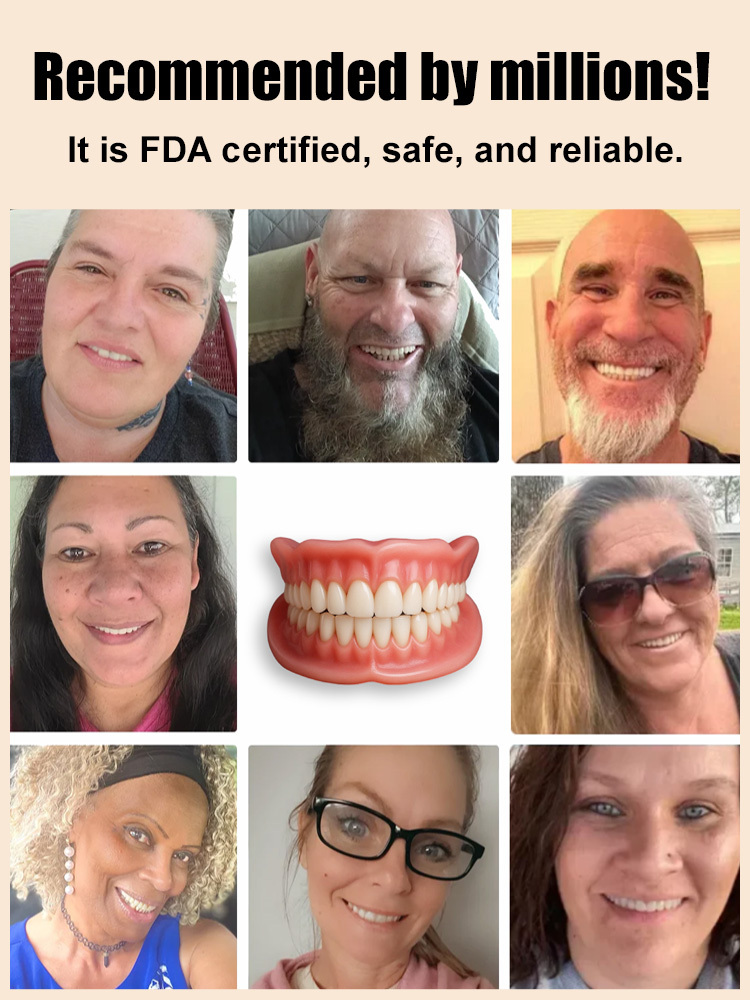 ✅ 95.3% of Customers Choose This! 🦷FDA Dentures with Portable Case🌟 Adhesive-Free, All-Day Stability, Natural Smile, Free Shipping