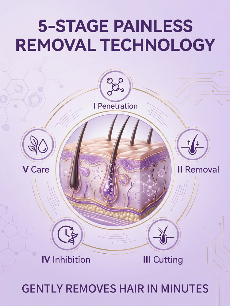 💫Long-lasting smooth hair removal cream, 97% non-irritating and leaves no dark spots, 2-in-1 hair removal and skin care