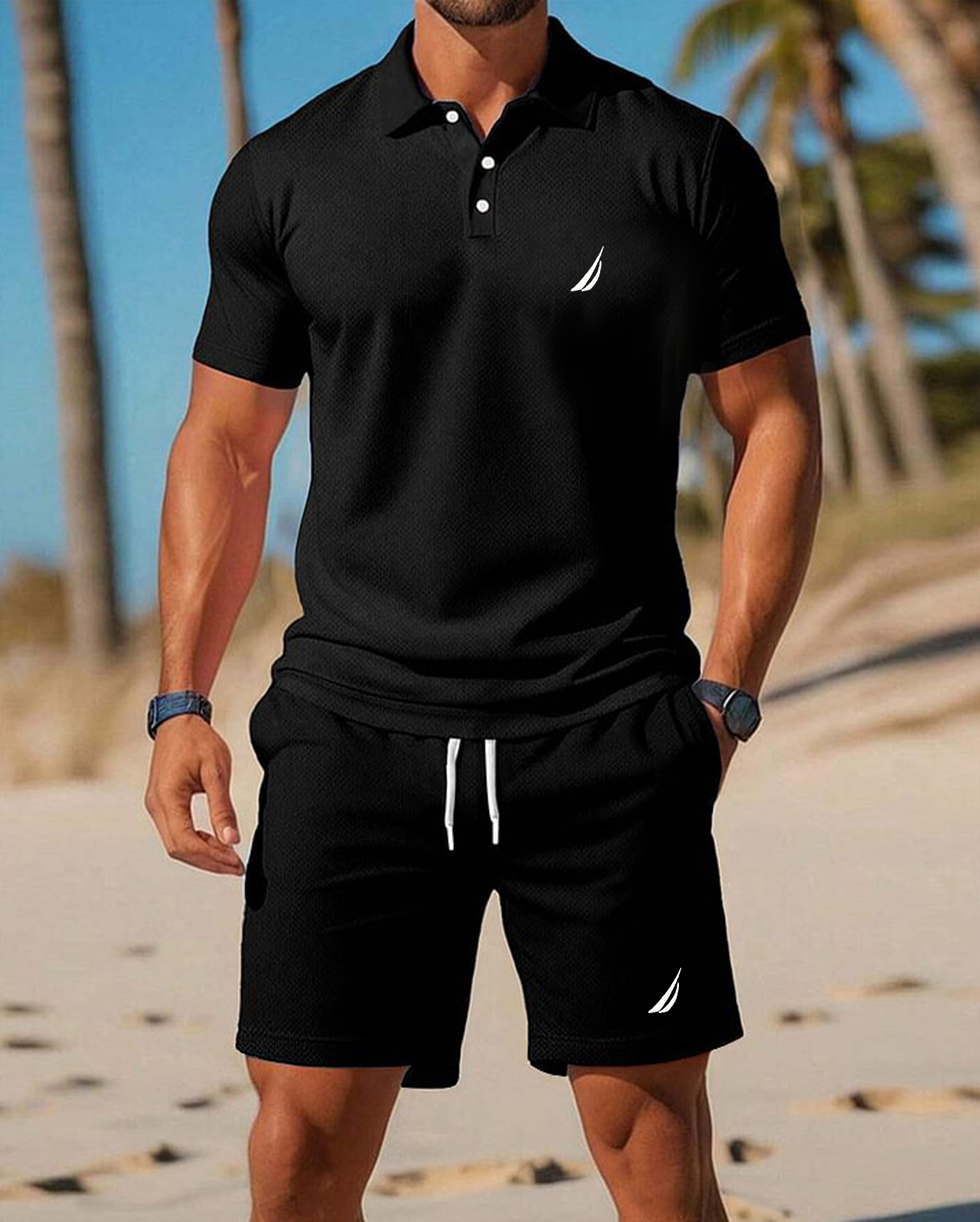 Men's Summer Beach Collection Special Logo Multicolor Fashion Resort Style POLO Shirt