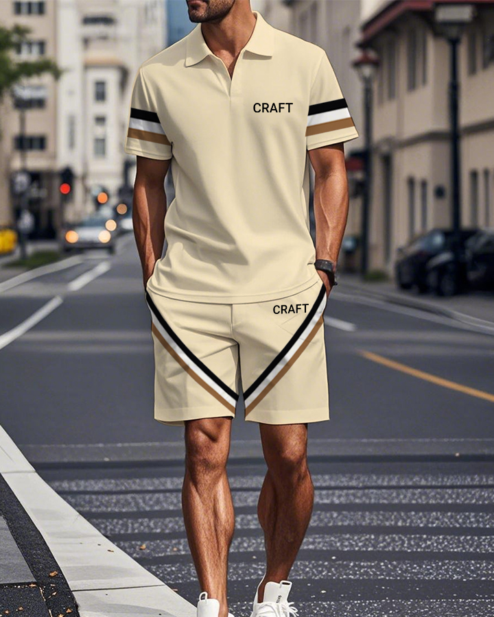Men's Summer Beach Classic Print Casual Resort Style Shirt Set