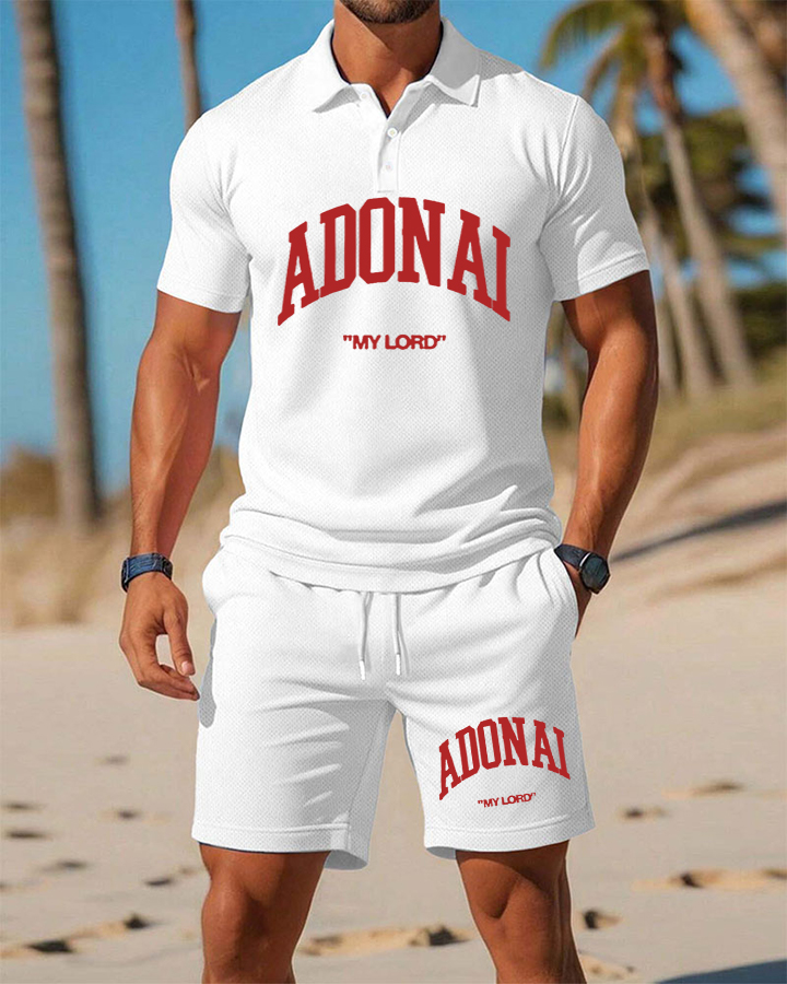 Men's Religious Series ADONAI MY LORD Printed Fashion Simple Style POLO Shirt