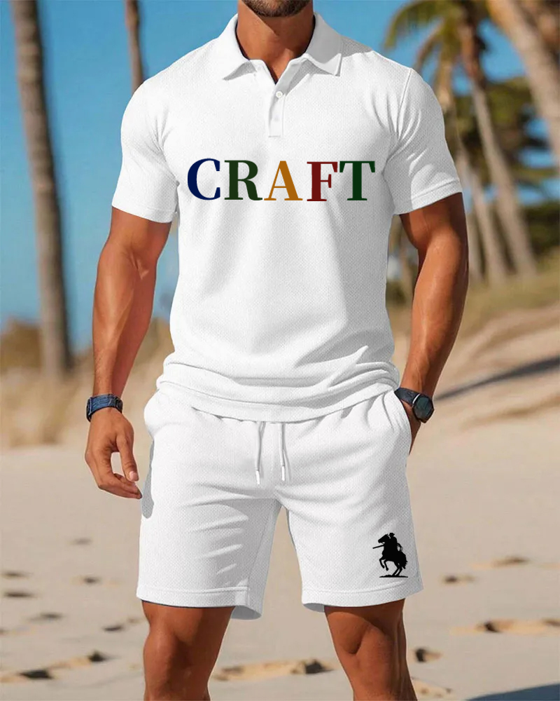 Classic And Colorful POLO 1992 Fashion Print POLO Shirt Set