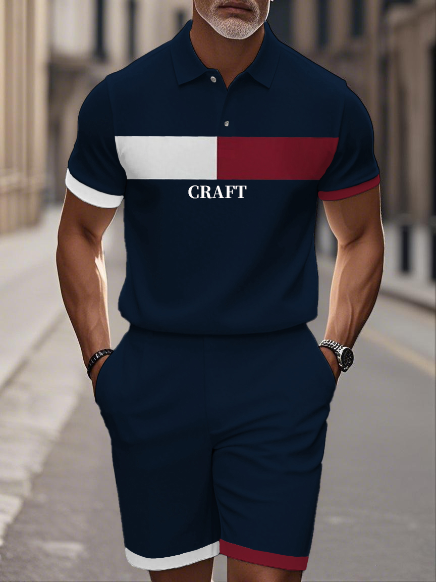 Fashionable And Comfortable Navy Blue CRAFT Shirt Set