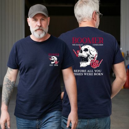 BOOMER Rock Skull Custom Year Of Birth T-Shirt, Hoodie, Boomer Generation T Shirt 