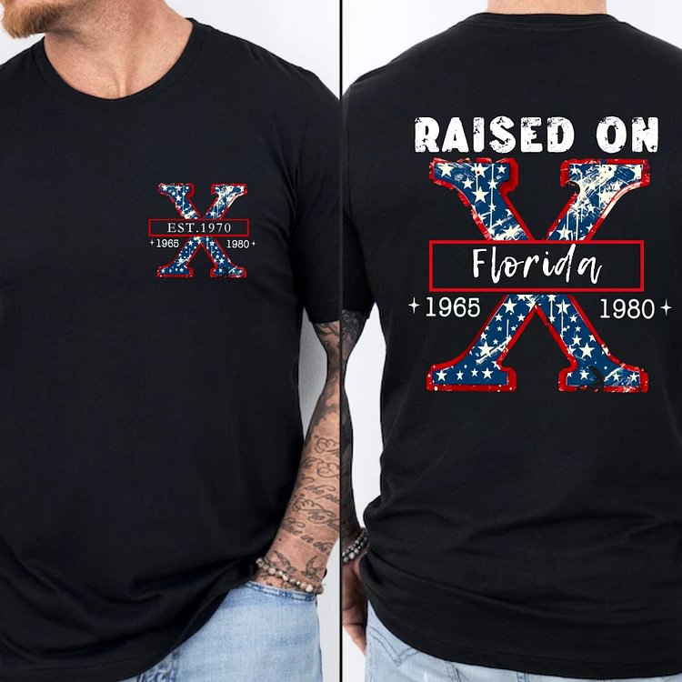RAISED ON CALIFORNIA Custom Generation X Quotes Custom Gen X EST Bothside Print Man T-shirt