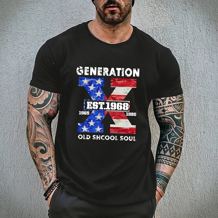 OLD SCHOOL SOUL Custom Generation X Quotes Custom Gen X EST Bothside Print Man T-shirt