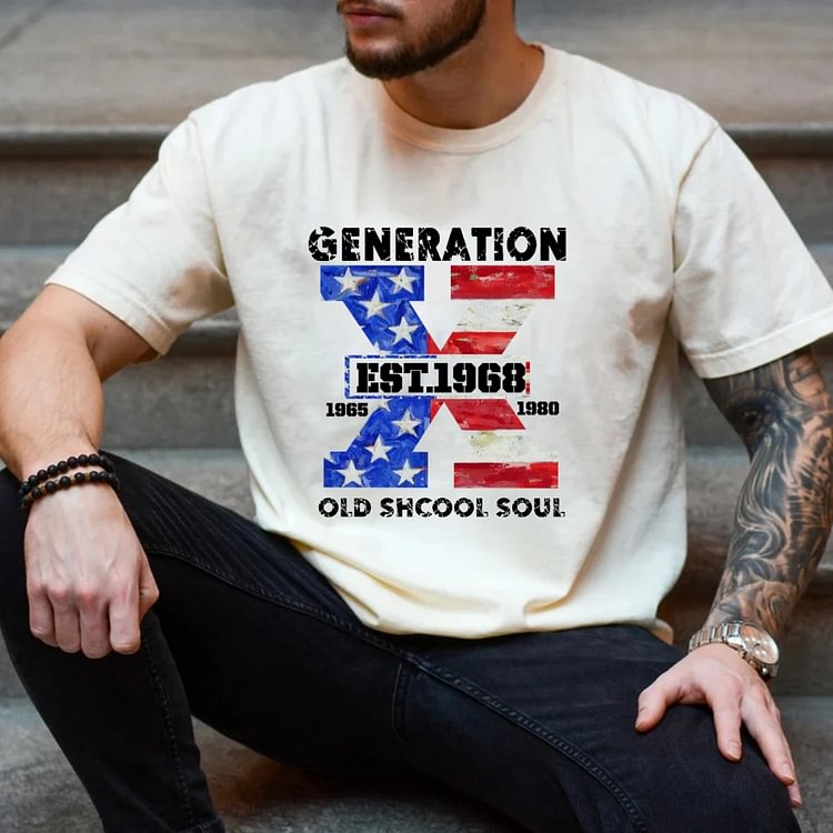 OLD SCHOOL SOUL Custom Generation X Quotes Custom Gen X EST Bothside Print Man T-shirt