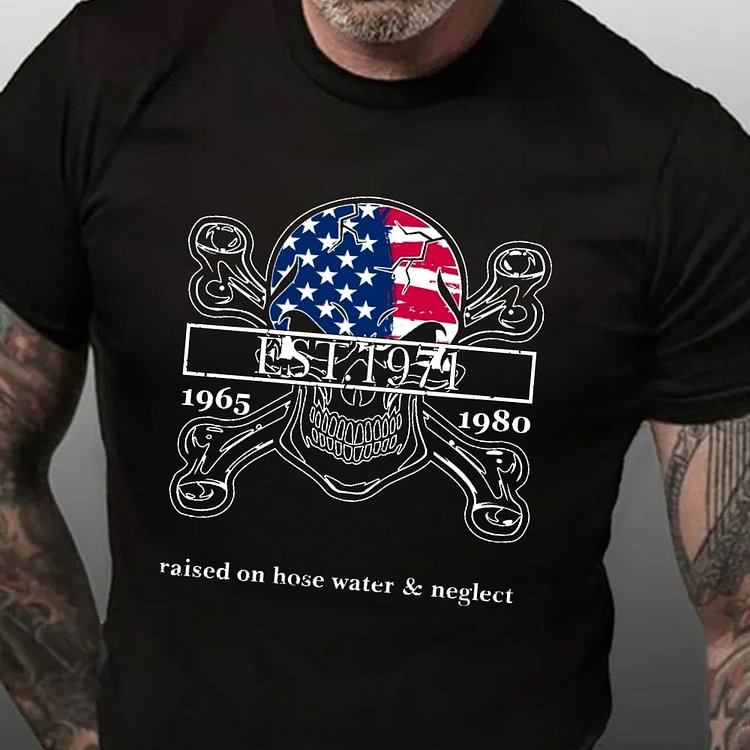 RAISED ON HOSE WATER & NEGLECT Generation X Quotes Custom Gen X EST Bothside Print Man T-shirt