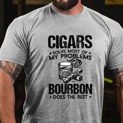 CIGARS SOLVE MOST OF MY PROBLEMS BOURBON DOES THE REST Art Graphic Men's T-Shirt