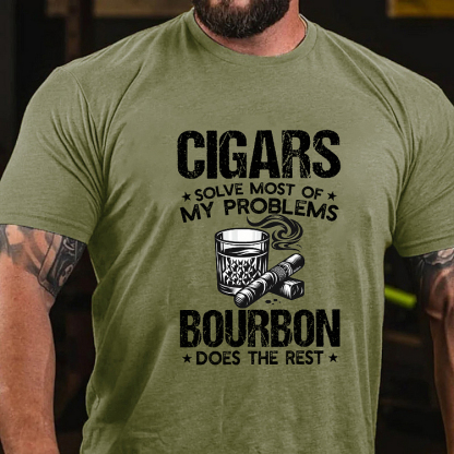 CIGARS SOLVE MOST OF MY PROBLEMS BOURBON DOES THE REST Art Graphic Men's T-Shirt
