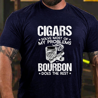 CIGARS SOLVE MOST OF MY PROBLEMS BOURBON DOES THE REST Art Graphic Men's T-Shirt