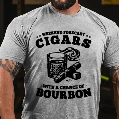 WEEKEND FORECAST CIGARS WITH A CHANCE OF BOURBON Culture Art Printing Men's T-Shirt