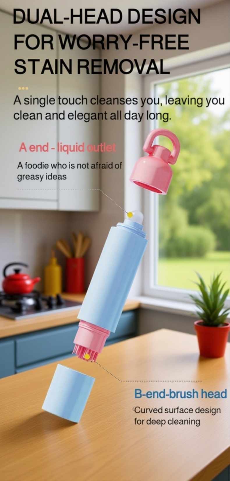 Before and after using quick-drying stain remover