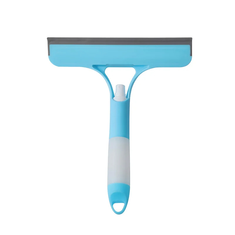 Double-sided window squeegee with built-in spray bottle