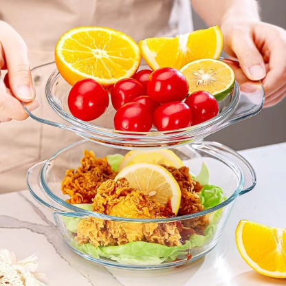 High-silicon boron glass egg bowl with lid