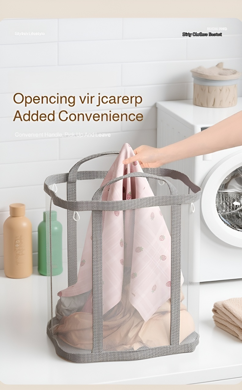 Laundry storage basket foldable and wall-mounted