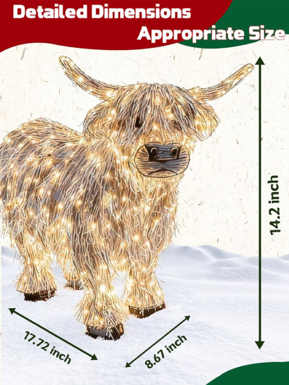 【✨️Christmas Must-Have】Highland Cow Outdoor Christmas Decoration 🎄 3D Glowing | Waterproof | Christmas Gift