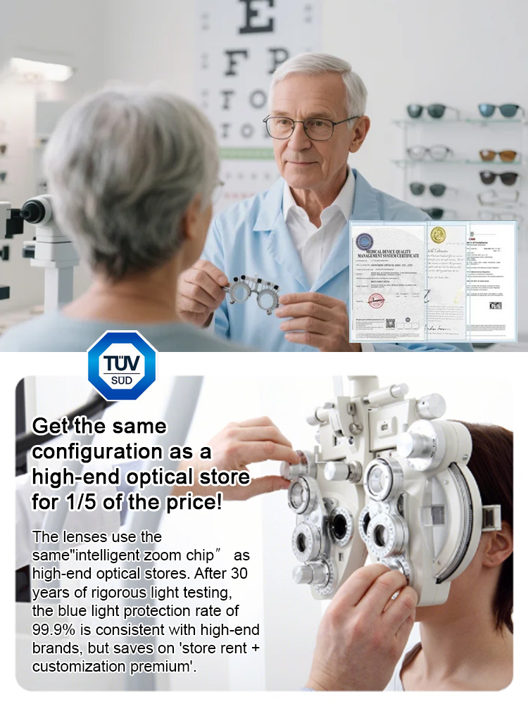 Auto-focus blue light blocking reading glasses