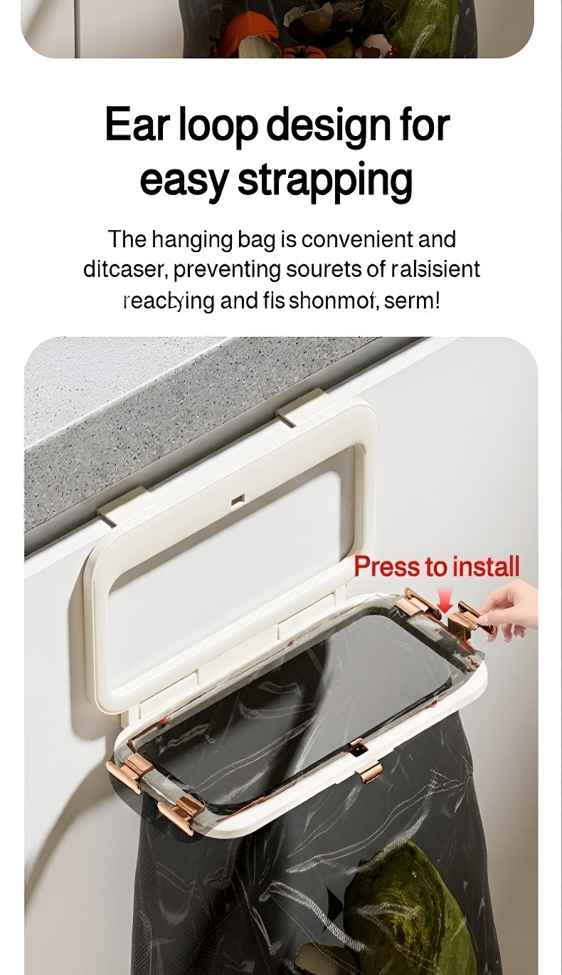 Easy-to-install trash bag holder on wall