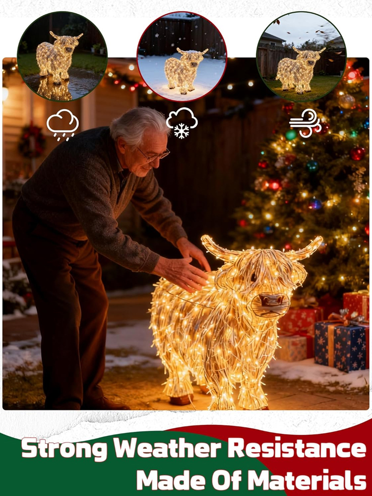 【✨️Christmas Must-Have】Highland Cow Outdoor Christmas Decoration 🎄 3D Glowing | Waterproof | Christmas Gift