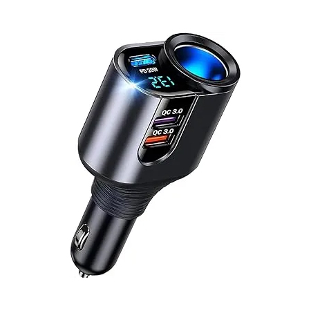 5 in 1 Auto Ladegerät [PD3.0 &100W DUAL QC3.0] Zigarettenanzünder USB Verteiler 12V 24V KFZ Ladegerät Schnellladung USB Adapter Steckdose GPS Dash Kamera