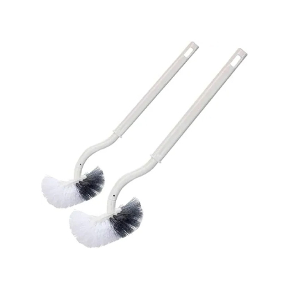 2 Pack Toilettenbürste, Klobürste mit randreiniger, Upgrade WC Bürste, Klobürste gebogen, Langer Stiel, Kunststoff-Toilettenbürstenset mit Starken Borsten für Tiefenreinigung