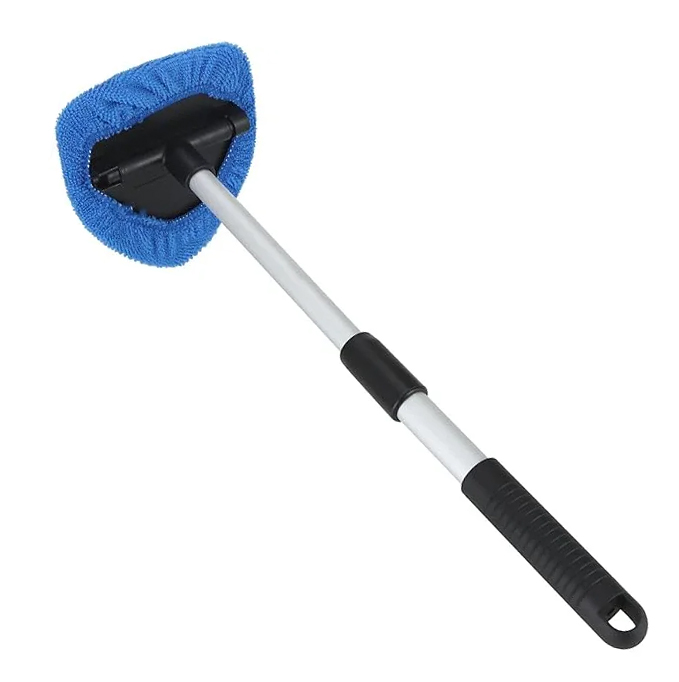 Windschutzscheiben Reiniger, Autofensterreiniger, Windschutzscheiben Reinigungswerkzeug, 180 Grad schwenkbar und einziehbar, mit 6 Mikrofaserpads und Klimaanlagenbürste