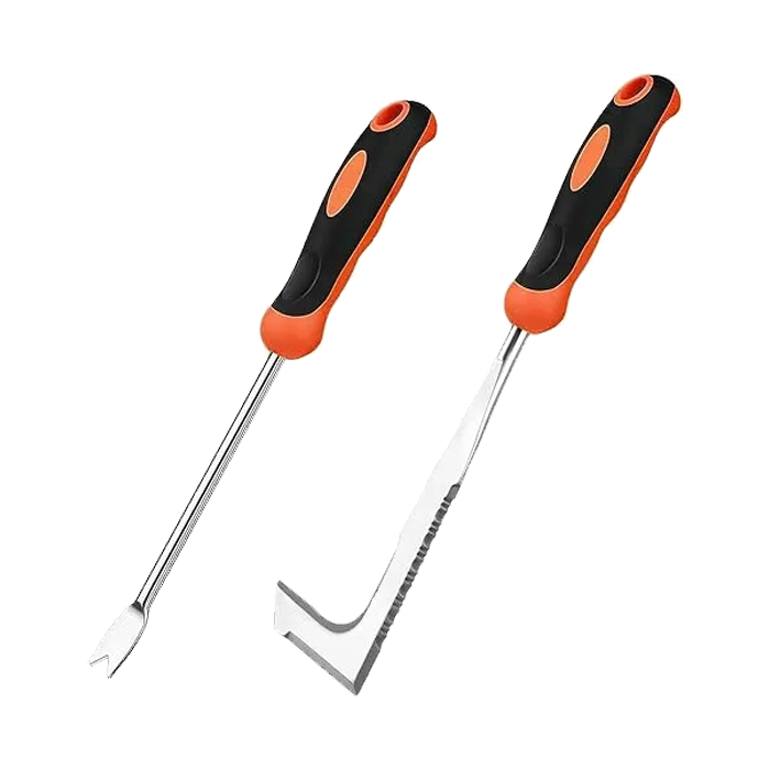 Fugenkratzer Unkrautstecher 2-tlg., Garten Handjätgerät mit Griff, Manueller Weeder Edelstahl mit gezackter Kante für Entfernen von Moos und Unkraut in Plattenfugen