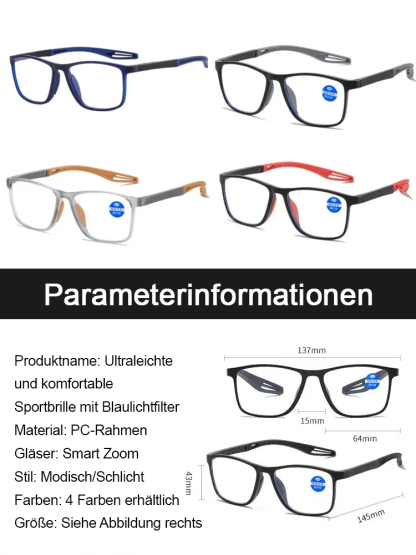 【✨-7,00D~+7,00D Autozoom für Nah- und Fernsicht✨】Ultraleichte und bequeme Brille mit Blaulichtfilter für Menschen mit Presbyopie