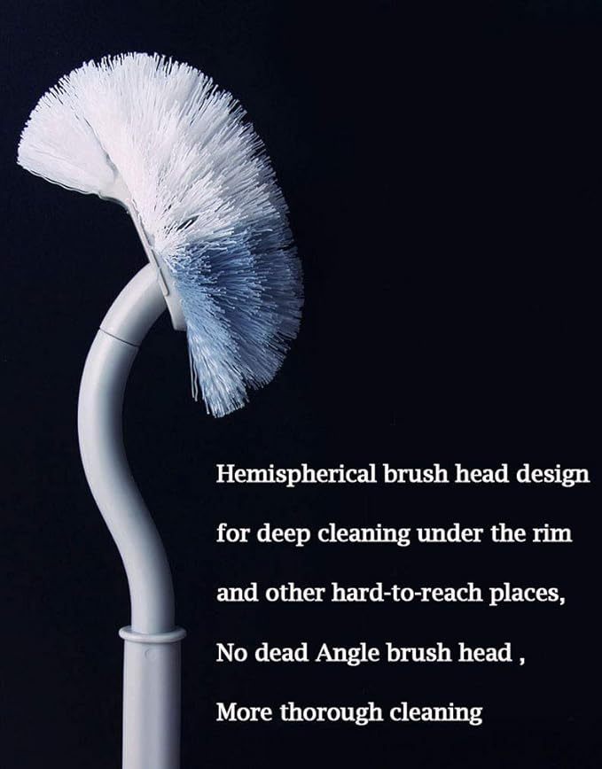 2 Pack Toilettenbürste, Klobürste mit randreiniger, Upgrade WC Bürste, Klobürste gebogen, Langer Stiel, Kunststoff-Toilettenbürstenset mit Starken Borsten für Tiefenreinigung