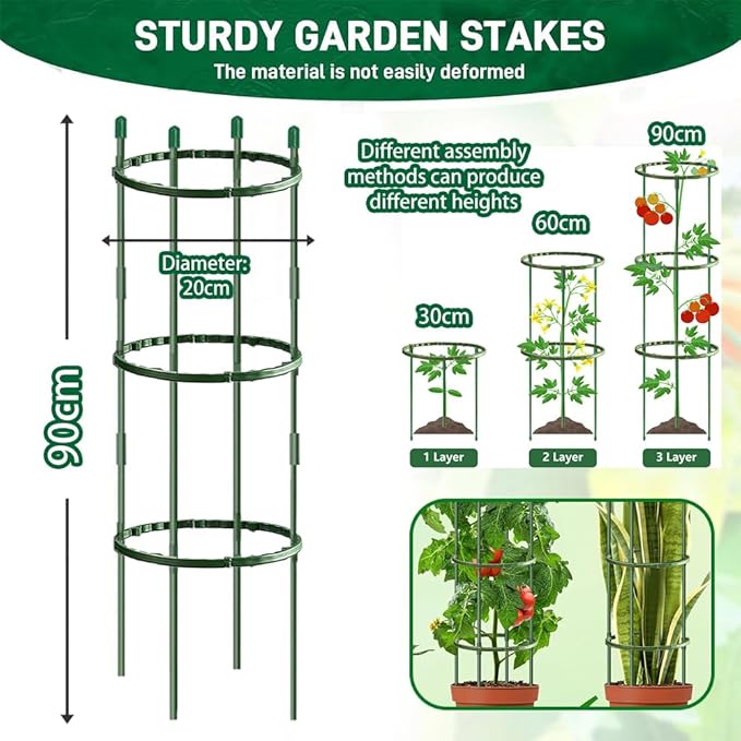 Tomaten Rankhilfe, 141 PCS Gurken Rankhilfe Mit Verstellbarer Höhe, Tomatenkäfig, Pflanzenstütze, Tomatenturm, Gurkenturm Rankhilfe, Rankgitter für Tomaten, Gurken,Blumen,Pflanzen,Garten