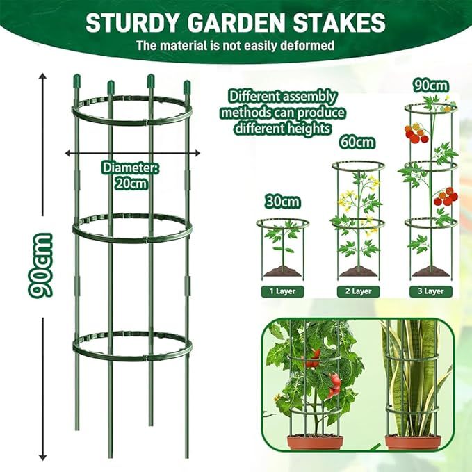 Tomaten Rankhilfe, 141 PCS Gurken Rankhilfe Mit Verstellbarer Höhe, Tomatenkäfig, Pflanzenstütze, Tomatenturm, Gurkenturm Rankhilfe, Rankgitter für Tomaten, Gurken,Blumen,Pflanzen,Garten
