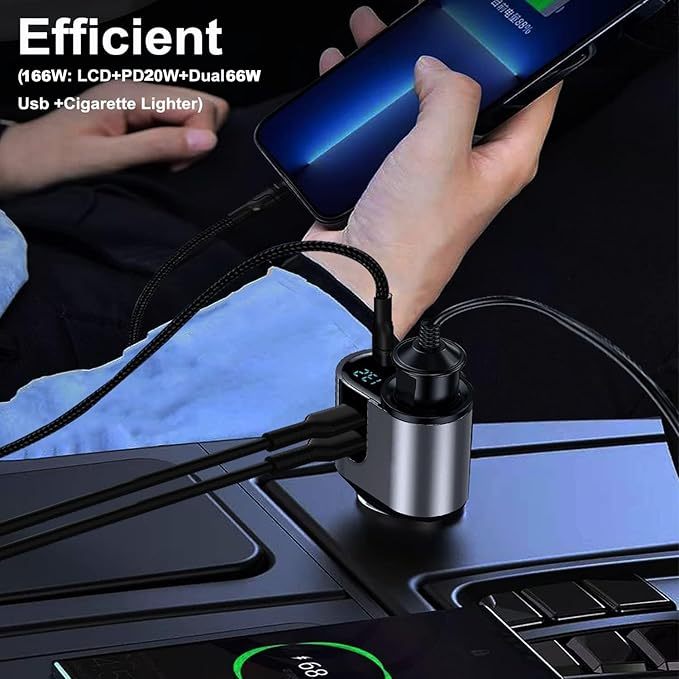 5 in 1 Auto Ladegerät [PD3.0 &100W DUAL QC3.0] Zigarettenanzünder USB Verteiler 12V 24V KFZ Ladegerät Schnellladung USB Adapter Steckdose für iPhone16/15, Samsung, Huawei GPS Dash Kamera
