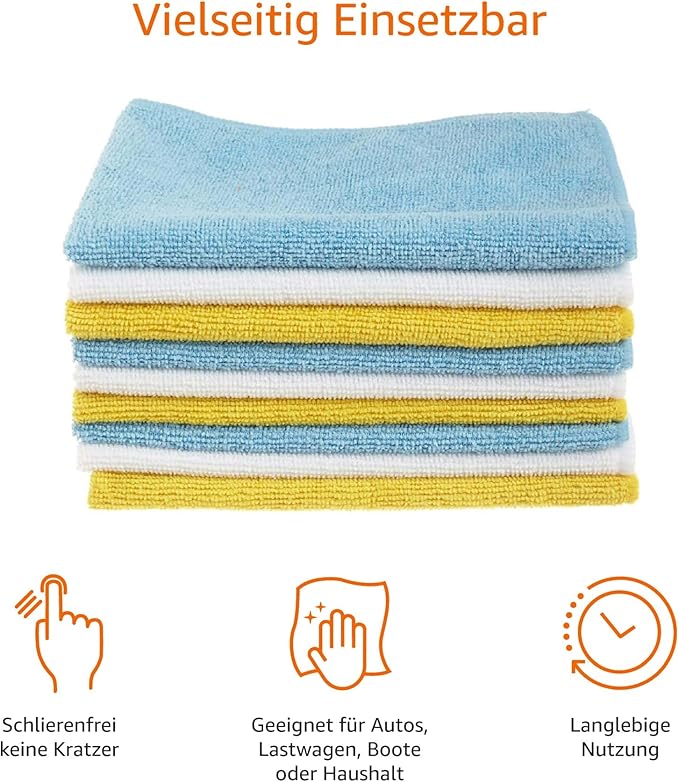 Amazon Basics Mikrofaser - Reinigungstuch, 30 x 41 cm, 24 Stück, 40.5 cm x 30.5 cm, Mehrfarbig