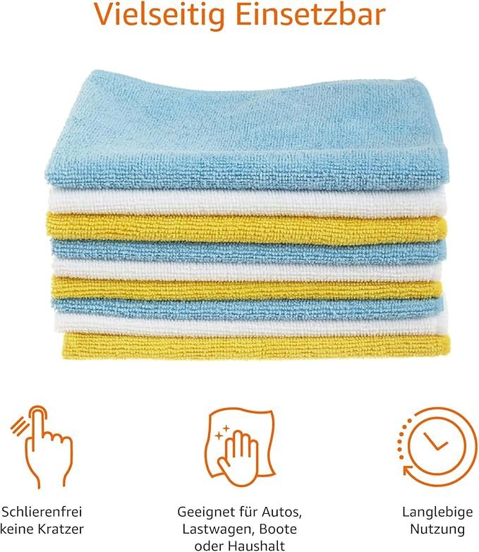 Amazon Basics Mikrofaser - Reinigungstuch, 30 x 41 cm, 24 Stück, 40.5 cm x 30.5 cm, Mehrfarbig